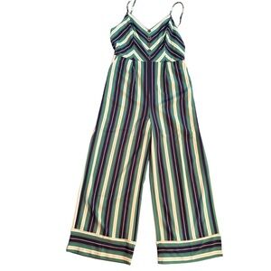Blu Pepper wide leg Green and Cream Jumper Jumpsuit Size Large